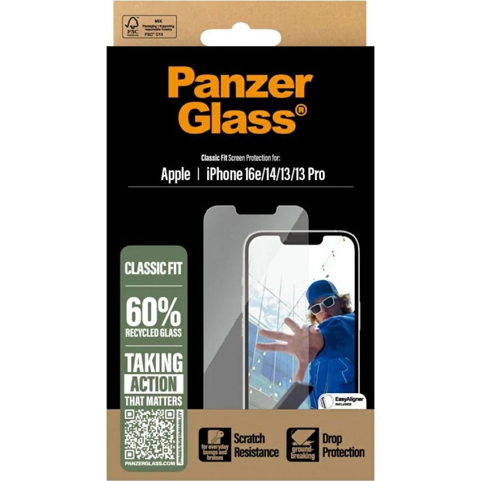 Szkło hartowane z aplikatorem PanzerGlass Classic Fit do iPhone 16e / 14 / 13 Pro / 13